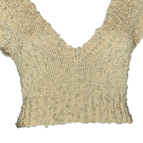 Bebe Women Crop Top Short Sleeve Gold and Silver Knit Size M - Picture 8 of 9